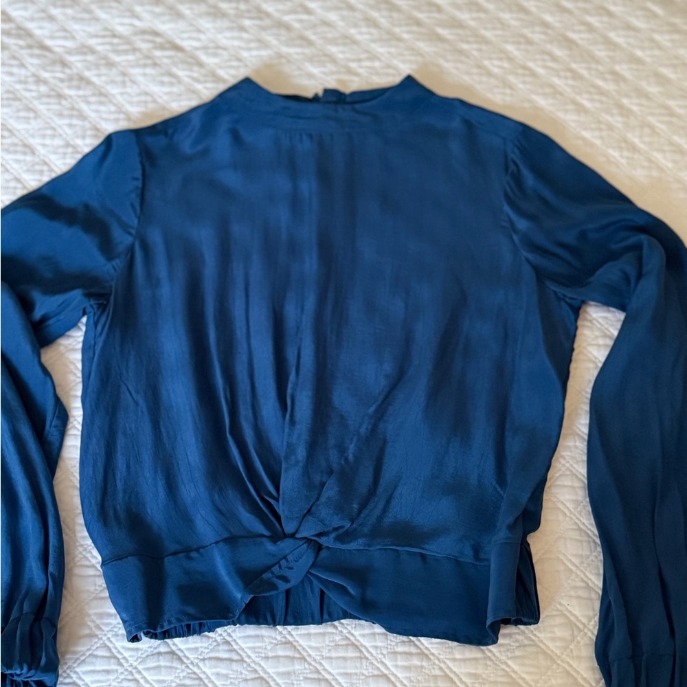 Scotch & Soda Blue Long Sleeve Tie Front Blouse